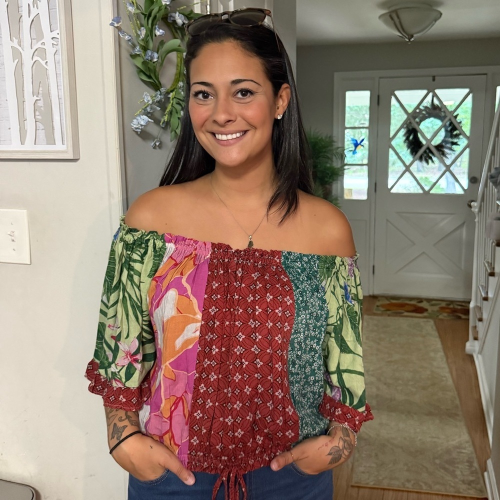 Floral Multicolor Women's Top sacred threads new nwt sz S/M